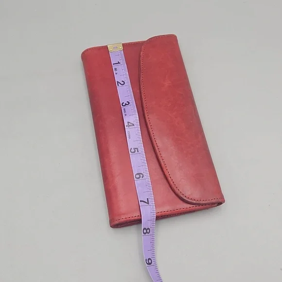 Vintage Coach Wallet Distressed Red Leather Checkbook Holder - Picture 16 of 16